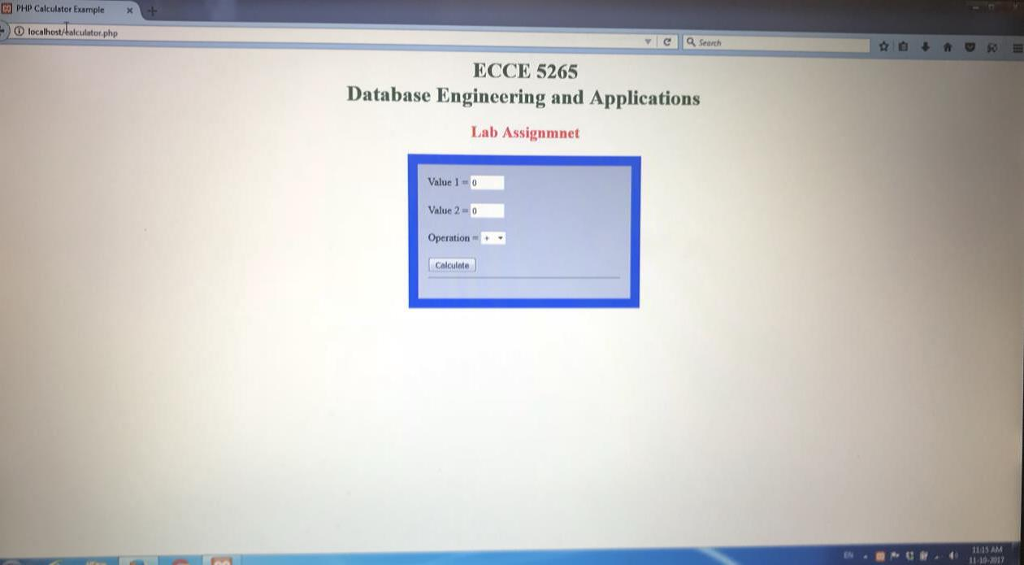 Create an HTML page as shown below by writing PHP script for