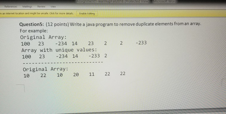 use java Assignmenti-warmupfaliz618 (Protected View)Microsoft Word eferencesMalings RenewView m an internet location