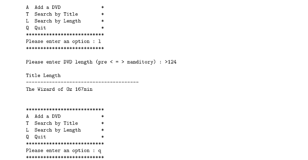 Movie you will store and maintain its Title, and its running Length