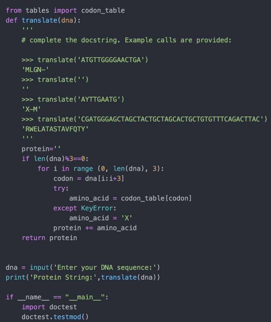 to be modified so that it returns a list of 3 amino