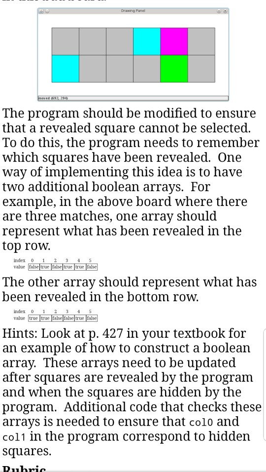 selects a square from the top row, then a square from the