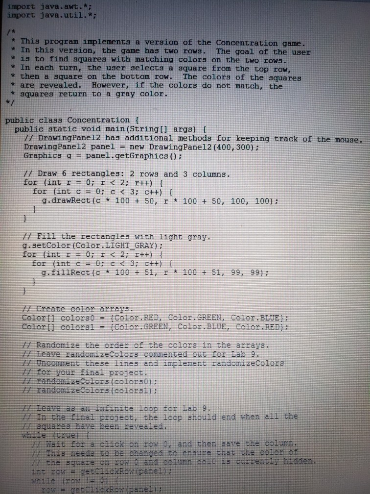 bottonm row. The colors of the squares will be revealed. For example,