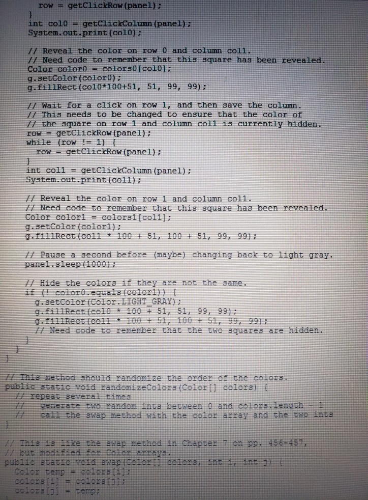 the user might select the second square on the top row an