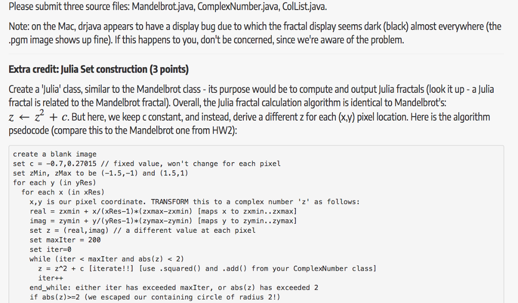 calculation ComplexNumber: for repesenting a complex number, and doing ops (squared or