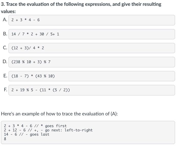 I want to get an answer or code for this. 3. Trace