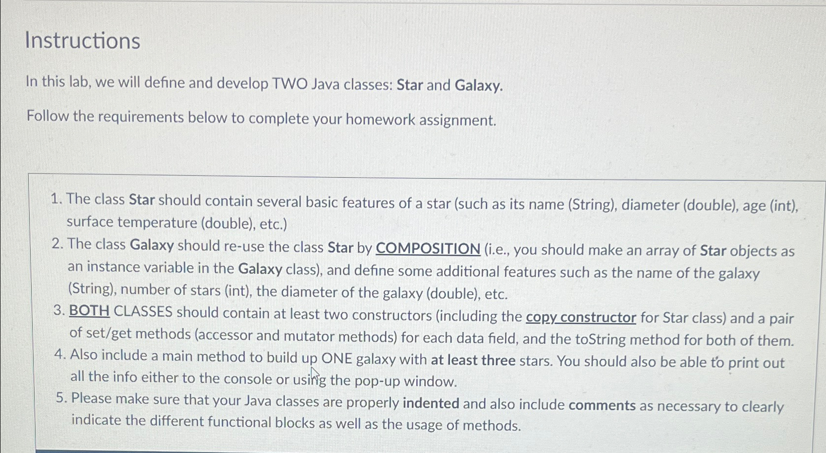  Instructions In this lab, we will define and develop TWO Java