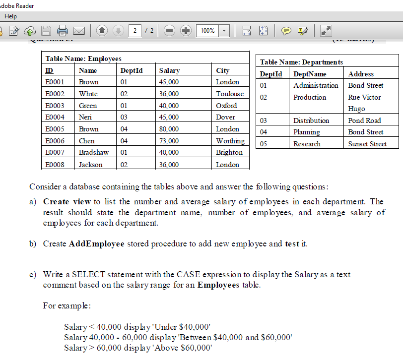  dobe Reader Help 2 / 2 100% e SERT Table Name: