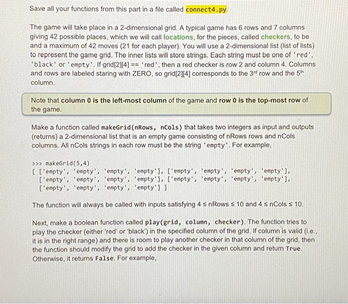  Save all your functions from this part in a file called