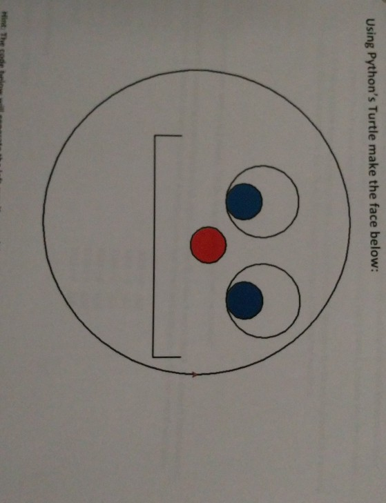 python 3.6 Using Python's Turtle make the face below: Hint: The code