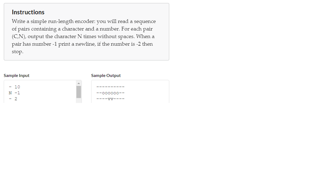 Run length encoding Instructions Write a simple run-length encoder: you will read