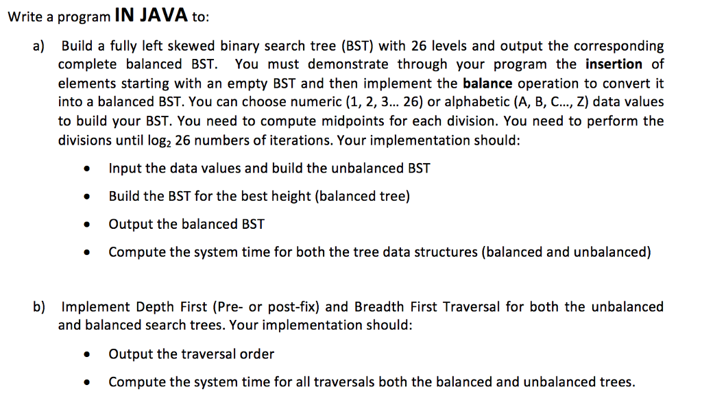  Write a program IN JAVA to: a) Build a fully left