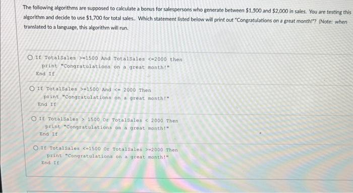 of the IF statement, you would enter: nothing endif0 The following algorithms