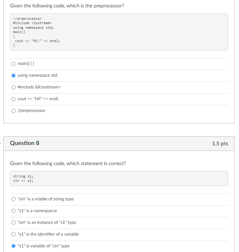  Given the following code, which is the preprocessor? //preprocessor #include using