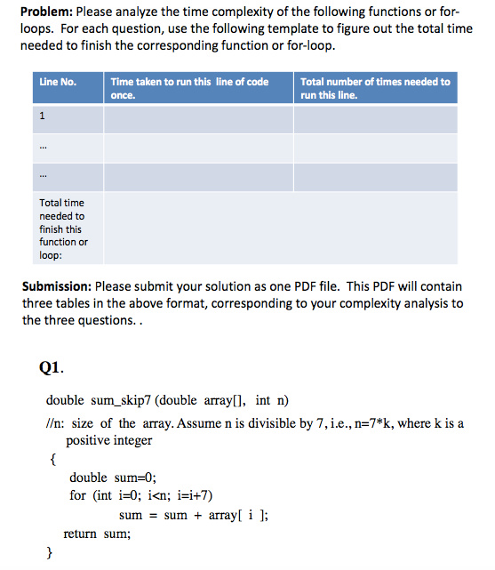 help with complexity analysis for loop: Problem: Please analyze the time complexity