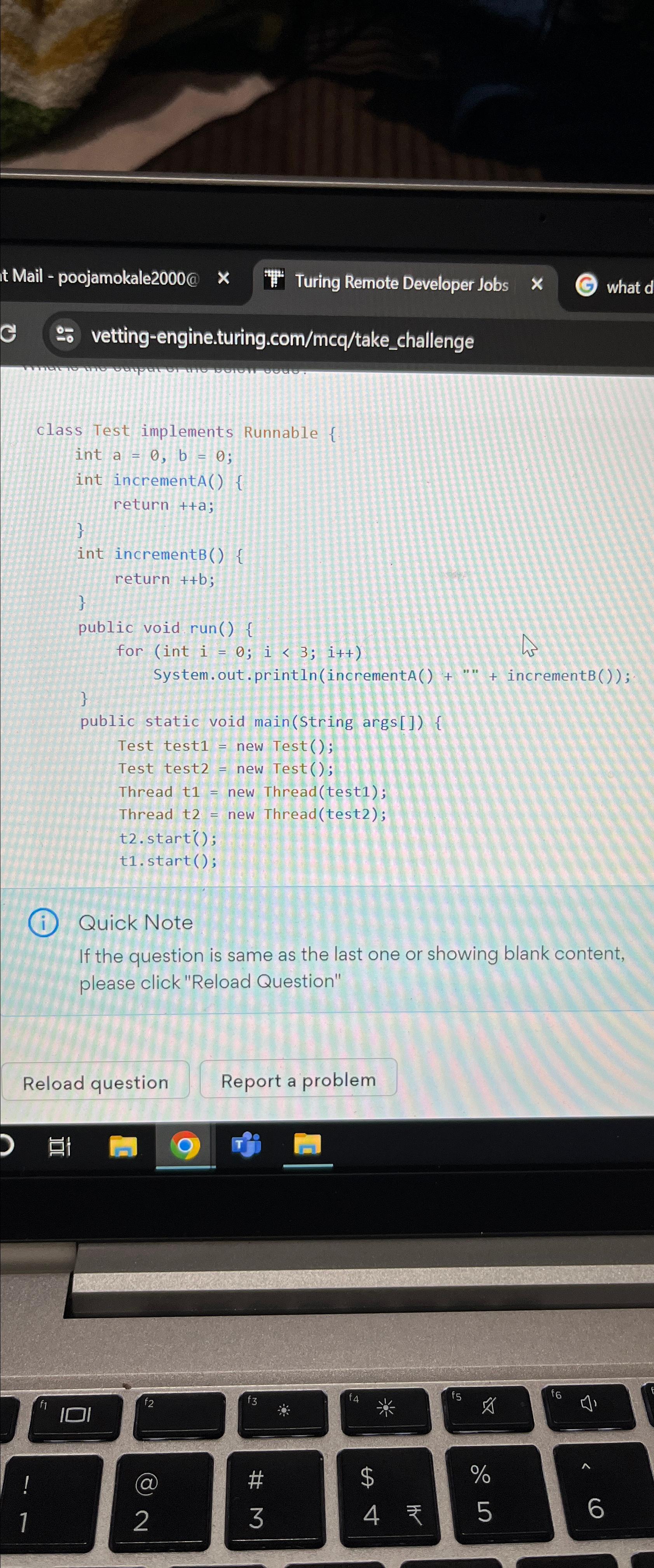  it Mail - poojamokale2000@ Turing Remote Developer Jobs what c vetting-engine.turing.com/mcq/take_challenge