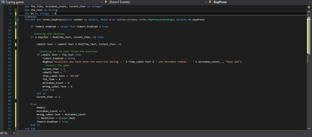  This is a visual basic program for testing the user for