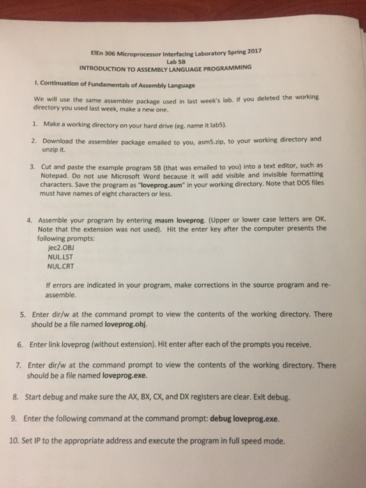  EIEn 306 Microprocessor Interfacing Laboratory spring 2017 Lab 5B INTRODUCTION TO