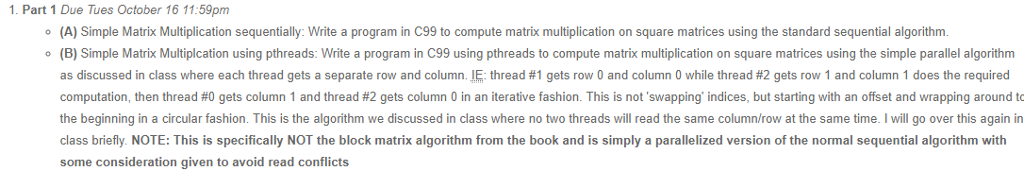 Simple Matrix Multiplication sequentially and using pthread