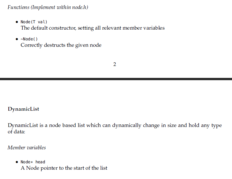 class Node; template class Node { public: T* value; Node *next; Node