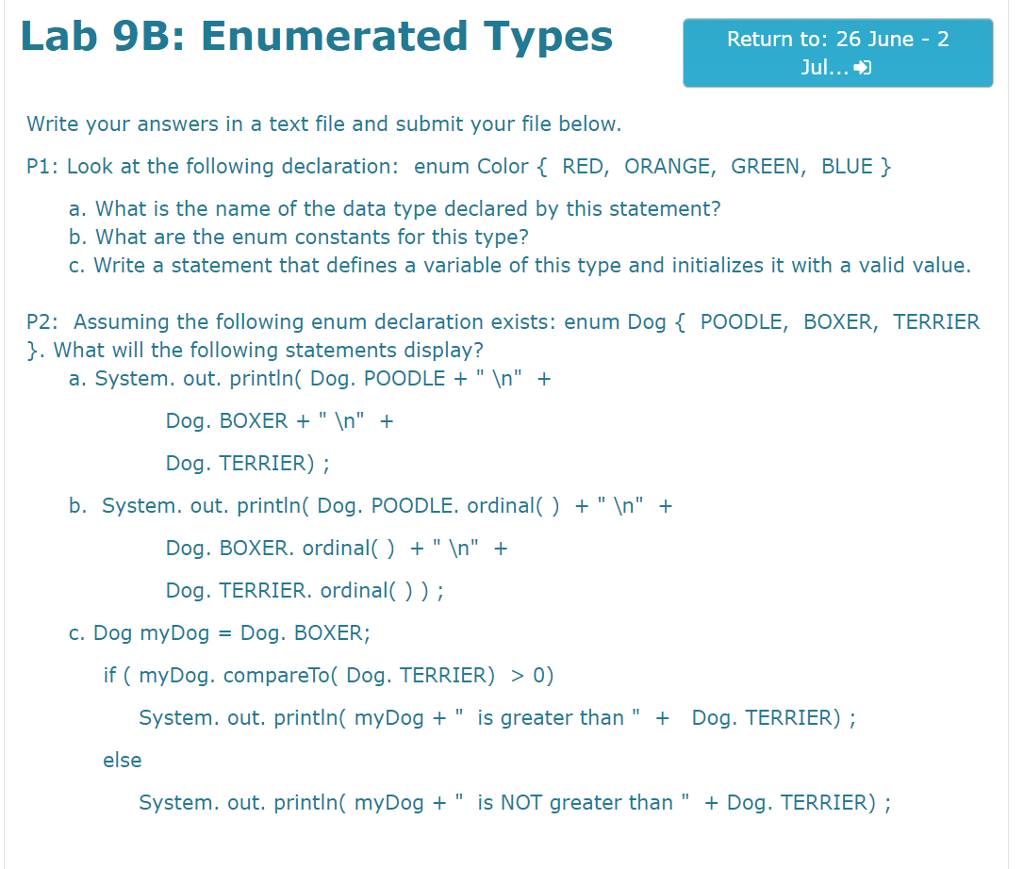 Write your answers in a text file and submit your file