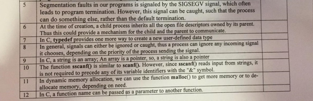 True or False Segmentation faults in our programs is signaled by the