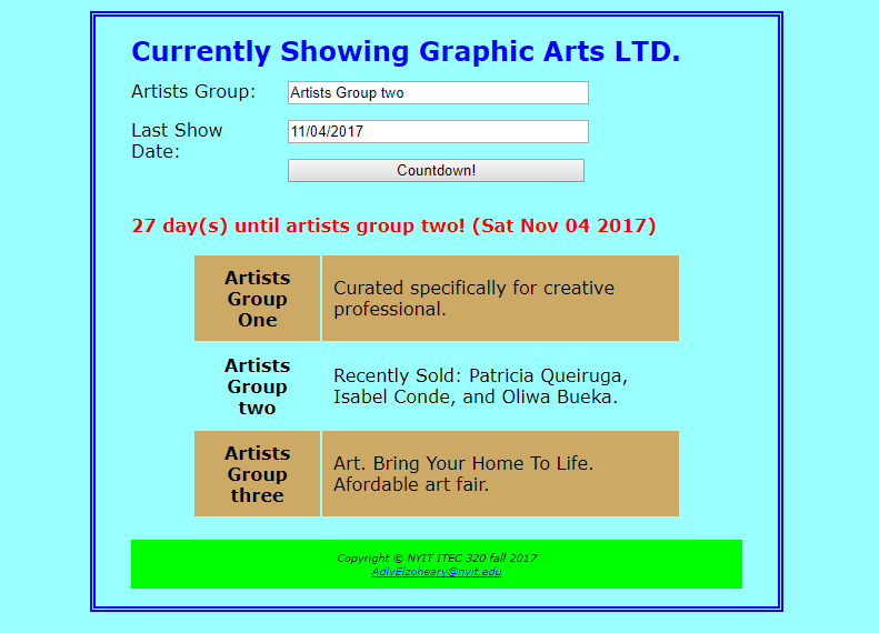 Create HTML 5 file that will display the same output as attached