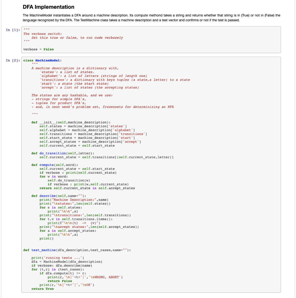  DFA Implementation The Machine Model instantiates DFA around a machine description.