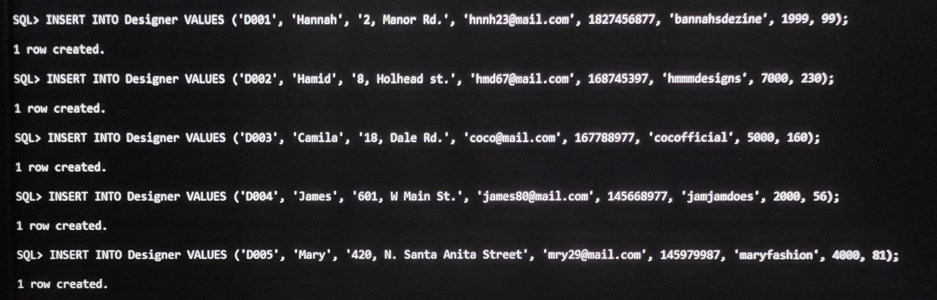 NULL, Cust. Size Char(5) NOT NULL, Receipt_Date Date NOT NULL, Return Date