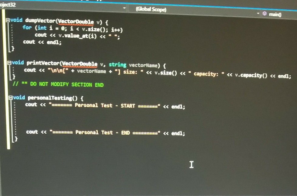 void push back(double value); int capacity) const; int size) const: : void