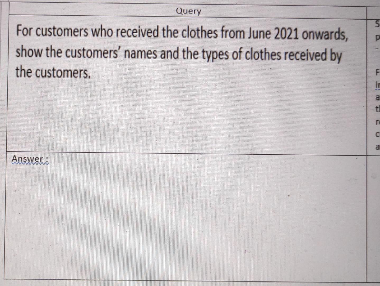 (Designer_No Char(5) NOT NULL, Designer_Name Varchar2(30) NOT NULL, Address Varchar2(60) NOT NULL,
