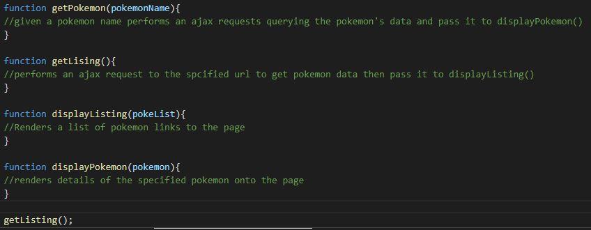  Please complete the functions above in creating a front end javascript