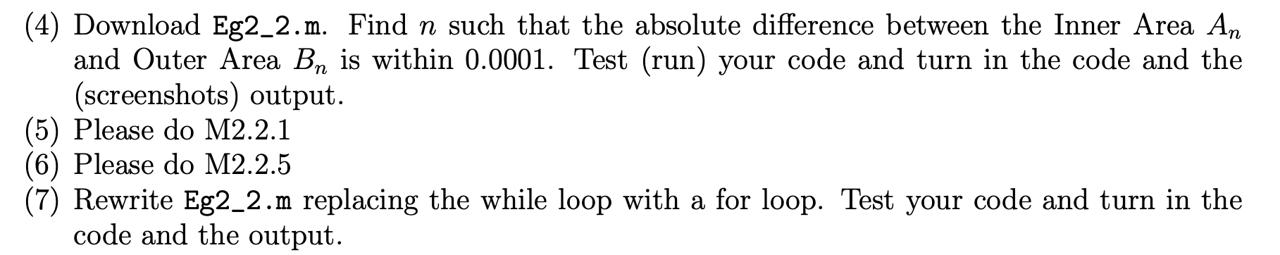 Please do all parts. Thank you % Script Eg2_2 % Pi Via