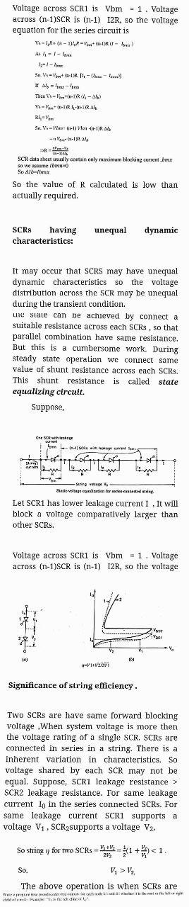 Computer engineering.. Voltage across SCR1 is Vbm = 1. Voltage across (n-1)SCR