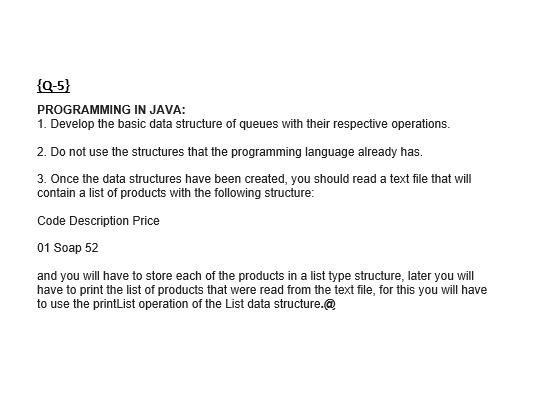 {9-5} PROGRAMMING IN JAVA: 1. Develop the basic data structure of