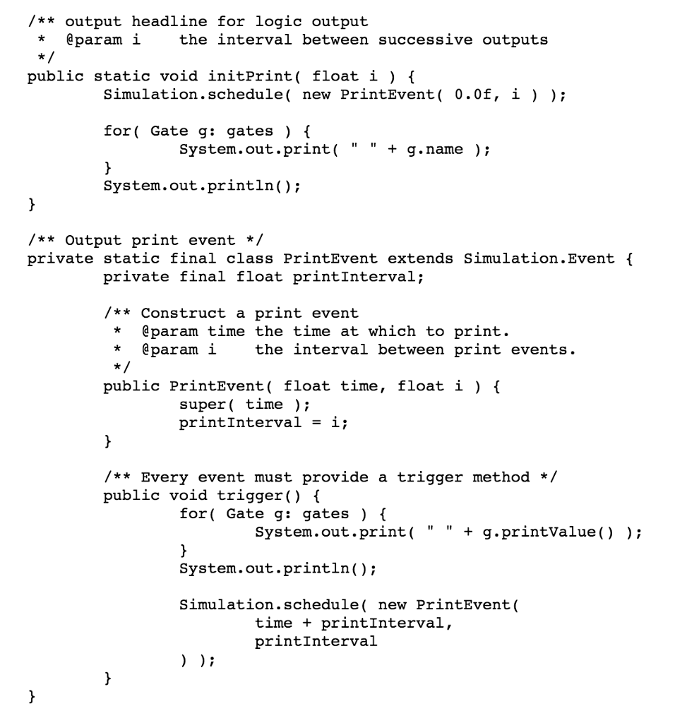 JAVA: Suppose we name the new class PrintEvent, with the static method