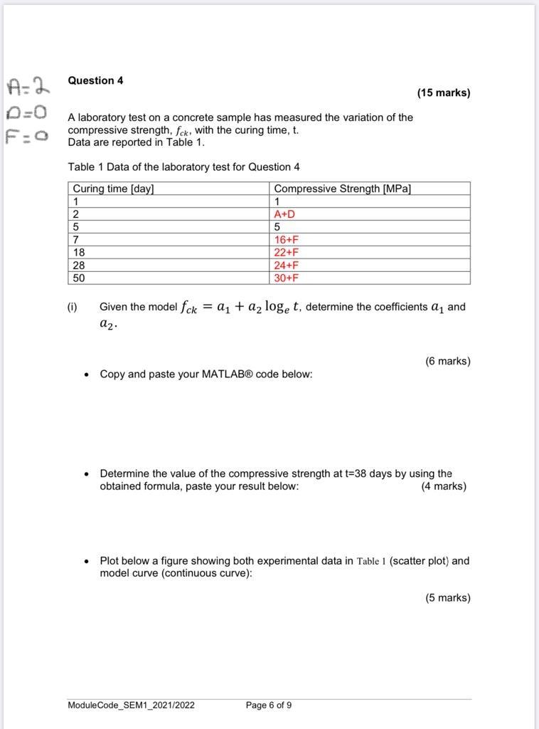 A:2 Question 4 (15 marks) DO F:O A laboratory test on