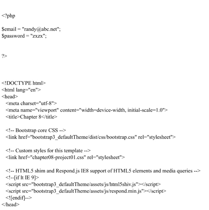 the coption elements Login Use an if statement to display error message