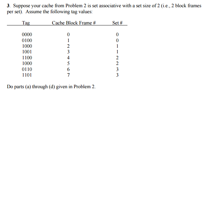 with no.2 2. Suppose you have a word addressed memory hierarchy system