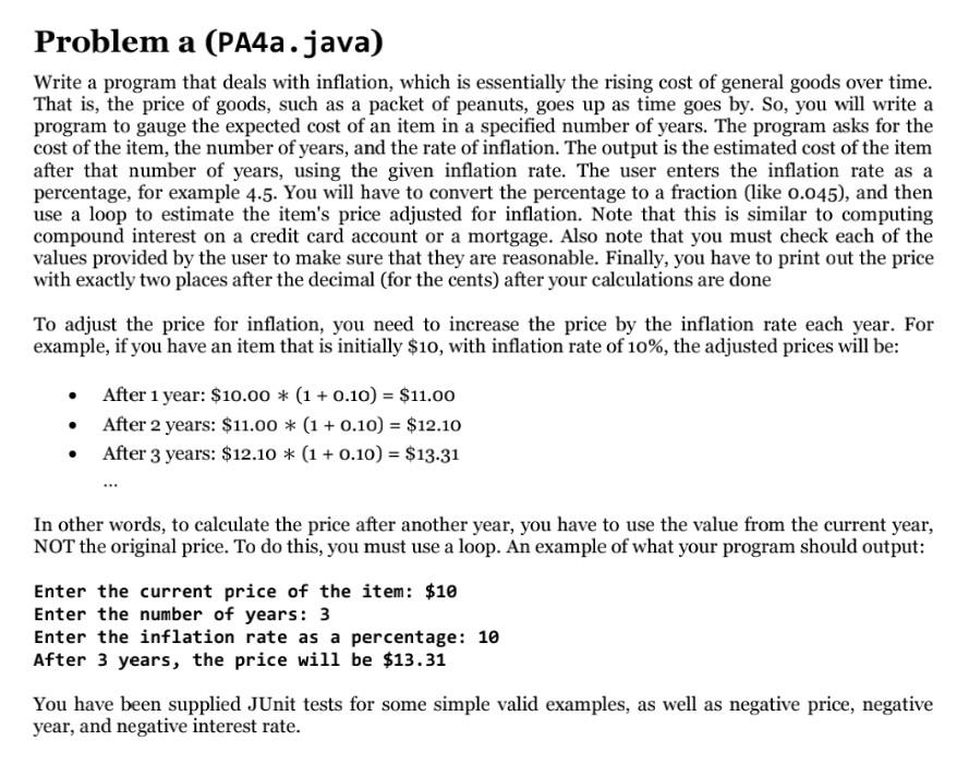 can I get help Problem a (PA4a.java) Write a program that deals