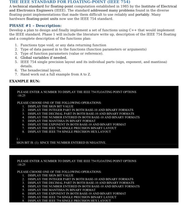  need help with this THE IEEE STANDARD FOR FLOATING-POINT (IEEE 754)