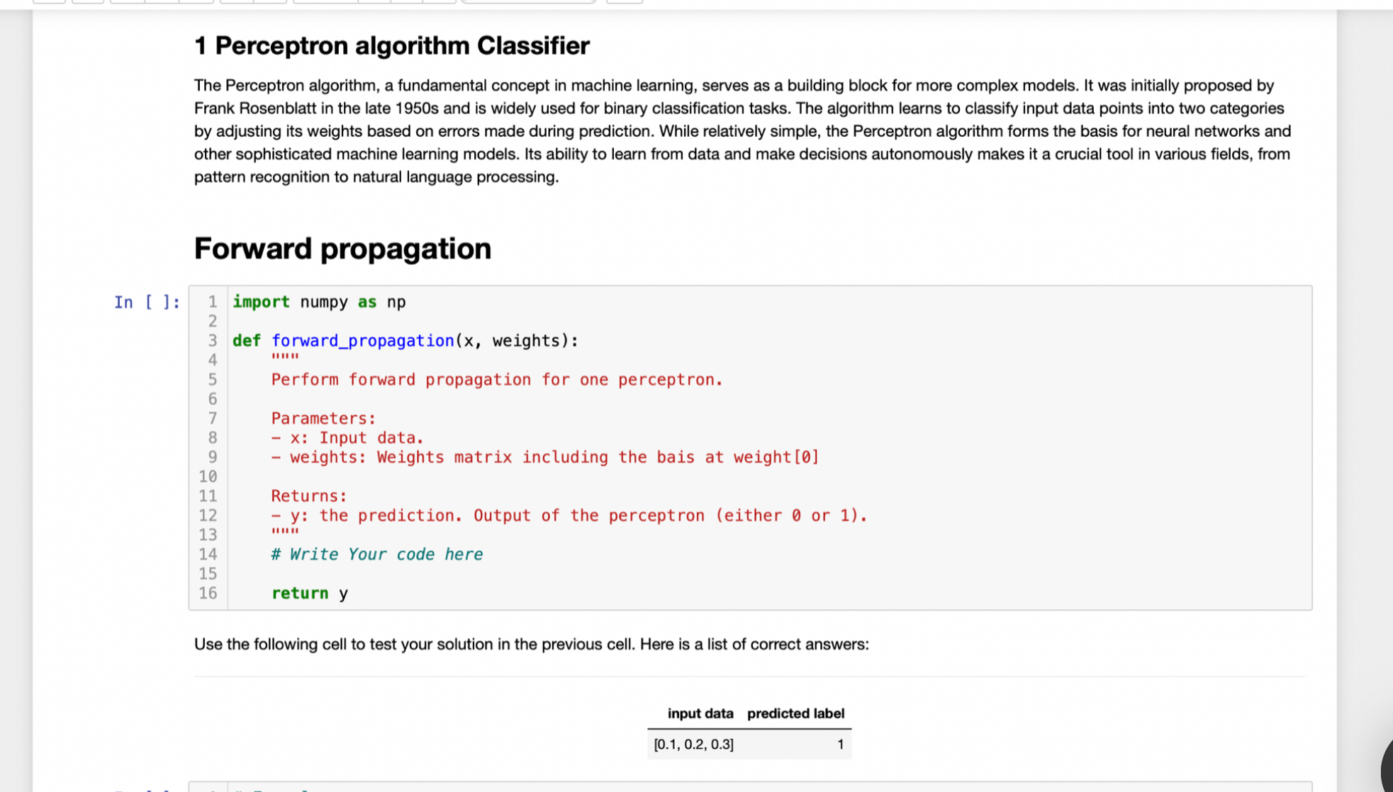  1 Perceptron algorithm Classifier The Perceptron algorithm, a fundamental concept in
