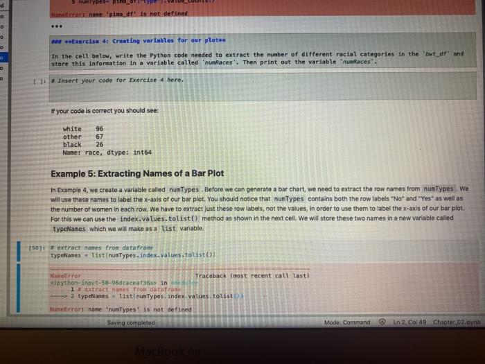 B + X D o Python 3 reemple 4: Creating variables for