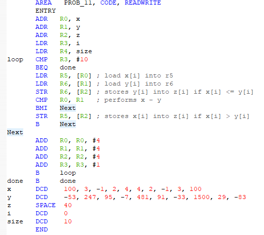 Why does my code never branch properly? the z array only has