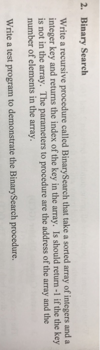  Write binary search program in Assembly language MASM use visual studios,