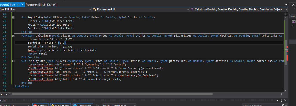 the other lines. Please help, thank you. Restaurant Bill A fast-food vendor
