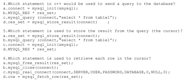 .Which statement in c++ would be used to send a query