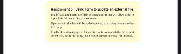 this question is about web design Assignment 5: Using form to update