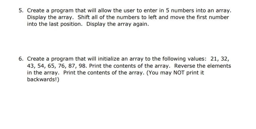  need this in code blocks please 5. Create a program that