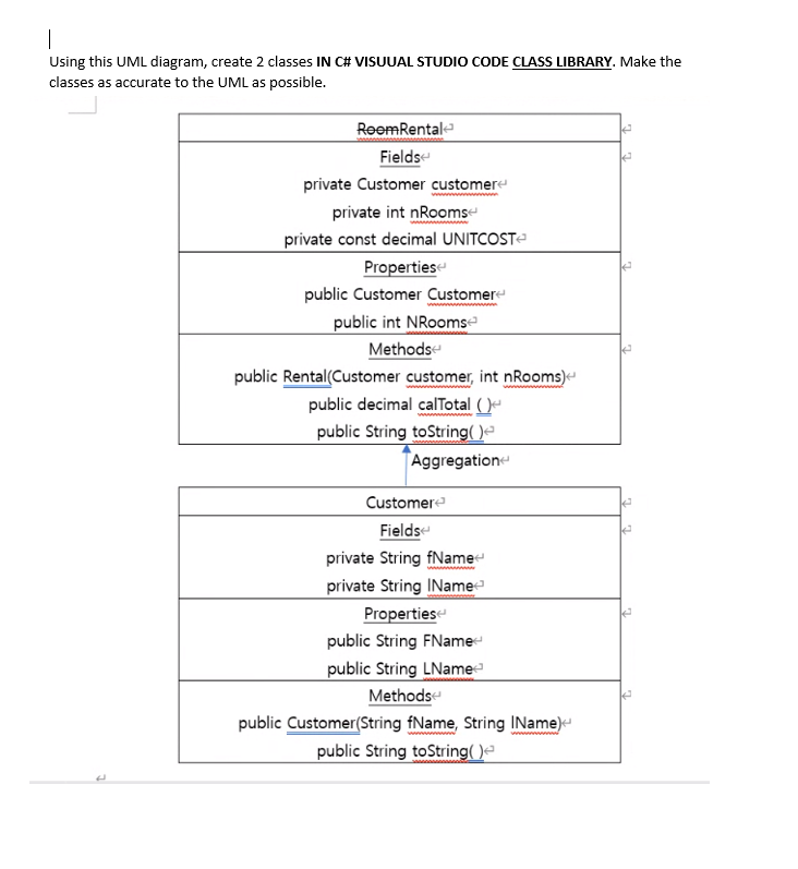 1 Using this UML diagram, create 2 classes IN C# VISUUAL