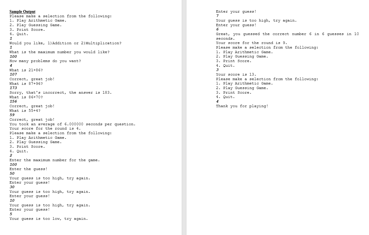 game where he has to determine a secret number after being told